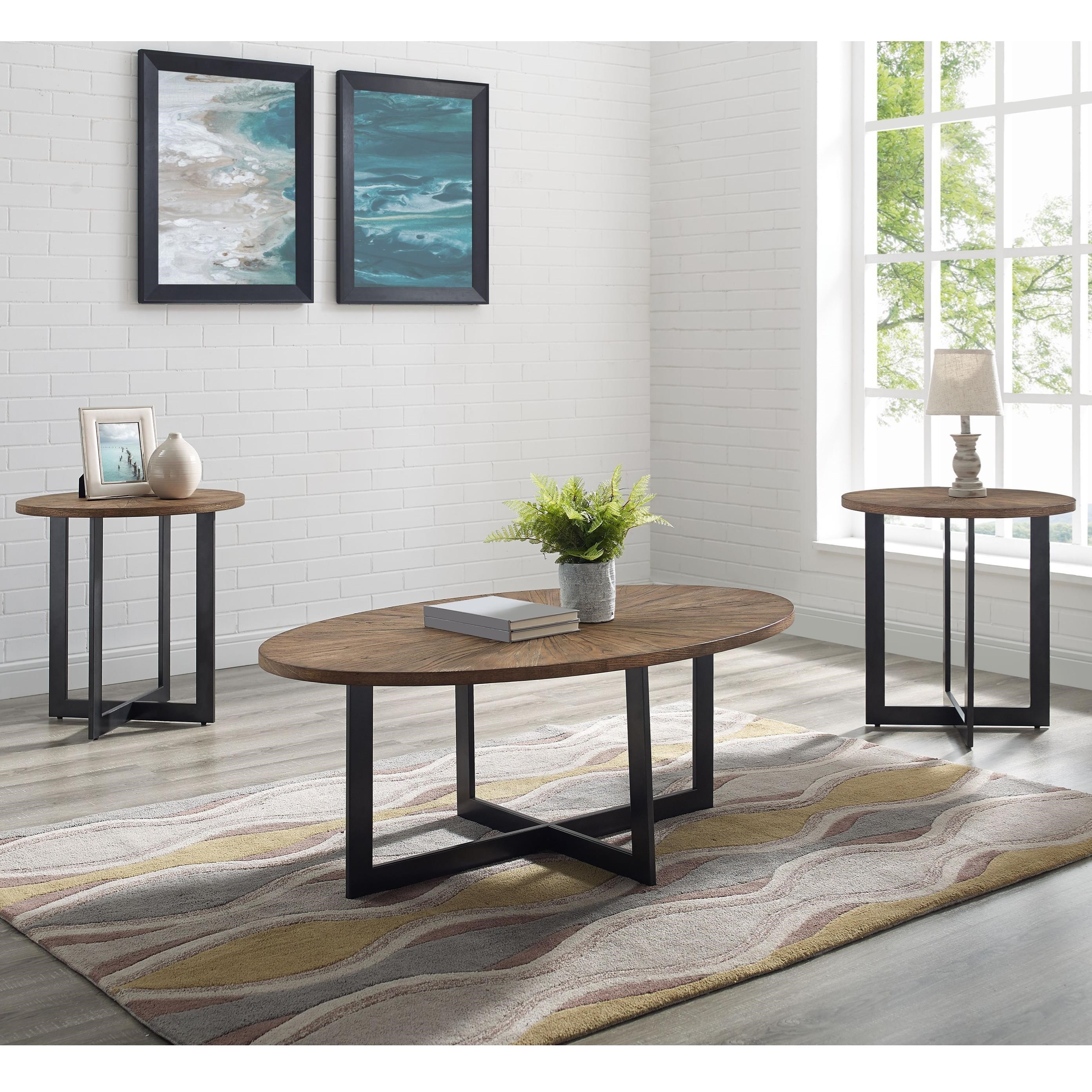 200103012 Industrial Living Room Table 3 Piece Set | Sadler's Home